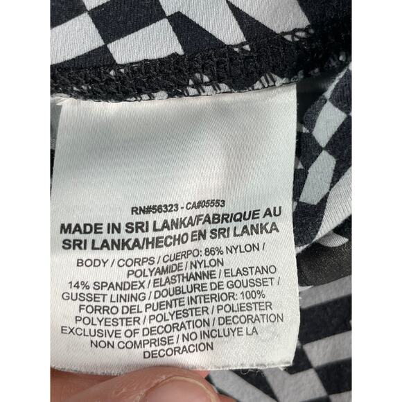 Nike Leggings Womens Medium Black Geometric Pattern Running Stretch Dri Fit - Picture 7 of 8